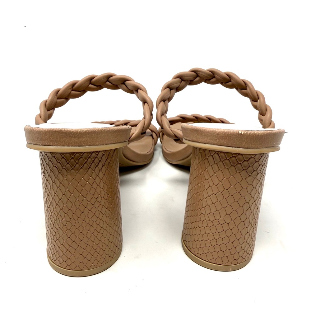 Dolce Vita Paily Braided Block Heel Slide Sandals Tan Leather Square Toe 9M - Picture 5 of 13